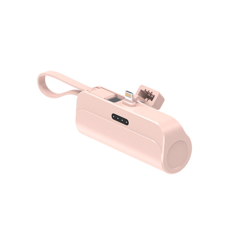 Mini Capsule Power Bank 5000mAh Portable Charger with Built-in Connector Keychain Emergency Battery Pack