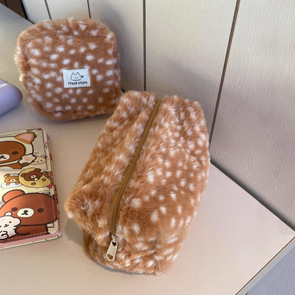 Cute Plush Deer Makeup Bag Portable Travel Storage Pouch