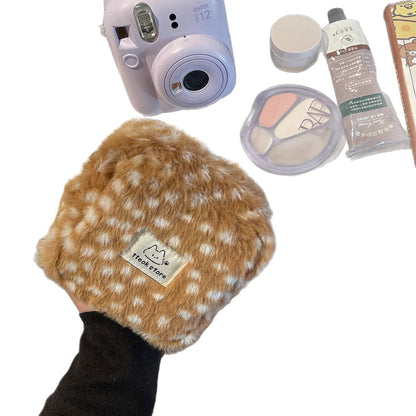 Cute Plush Deer Makeup Bag Portable Travel Storage Pouch